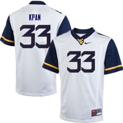 Men's West Virginia Mountaineers NCAA #33 T.J. Kpan Navy Authentic Nike Stitched College Football Jersey EW15X58FK